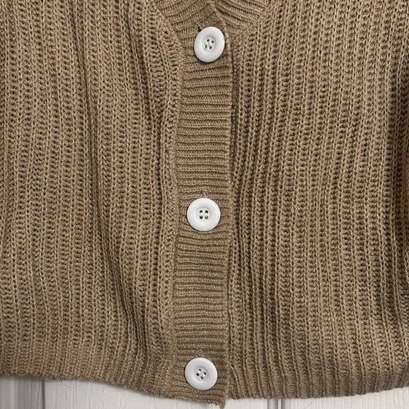 Cropped brown knit cardigan - Picture 2 of 3
